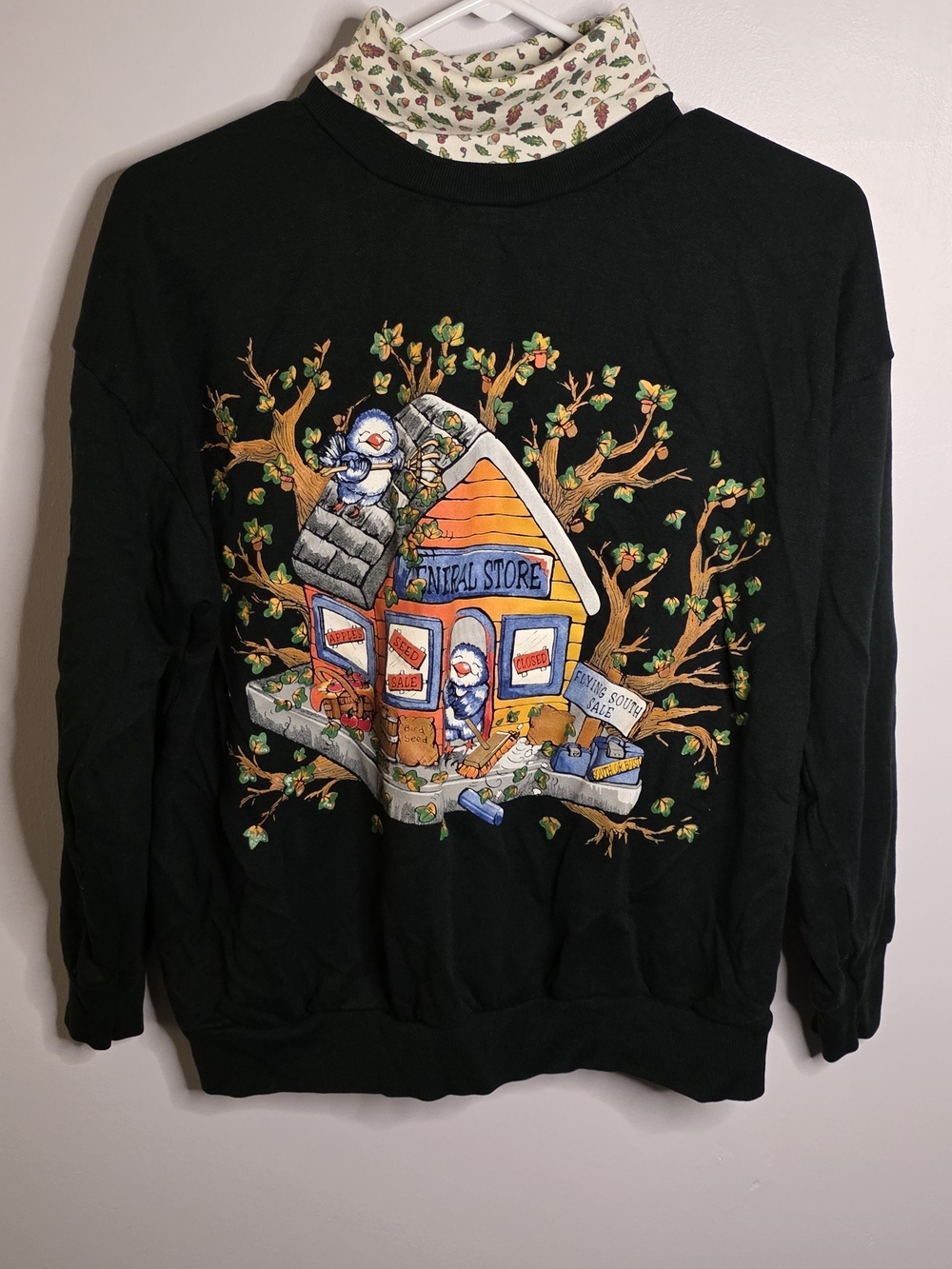 Vintage Fall Autumn Women's Turtleneck Sweatshirt Sz L